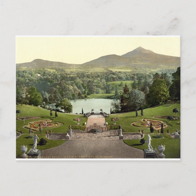 Postal Powerscourt House Gardens c1900, Antigua Irlanda (Anverso)