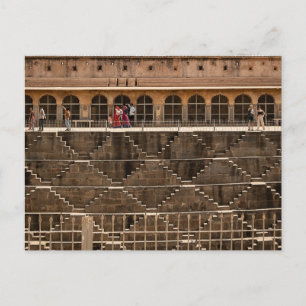 Postal Pozo de Jaipur con Visitantes Rajasthan Históric