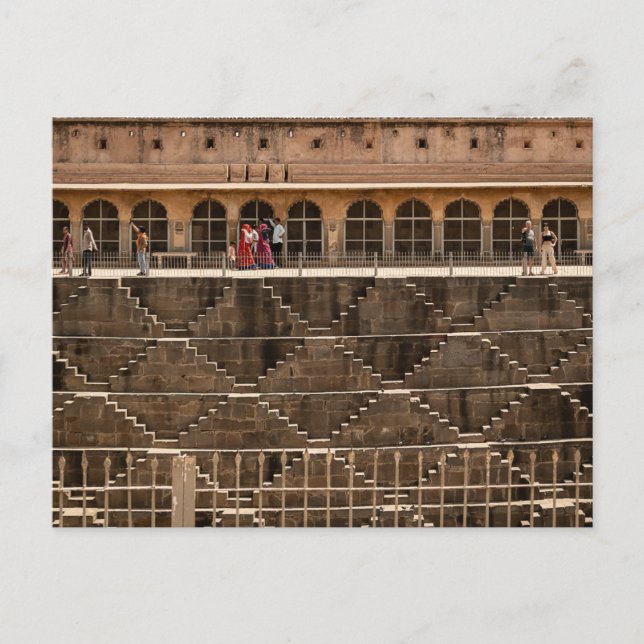 Postal Pozo de Jaipur con Visitantes | Rajasthan Históric (Anverso)