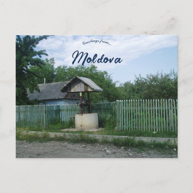 Postal Pozo público en Moldavia (Anverso)