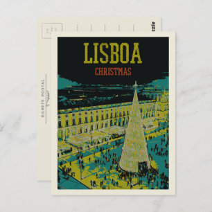 Postal Praça do Comercio en Lisboa durante los Navidades