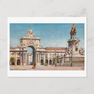 Postal Praça do Comércio vintage en Lisboa, Portugal