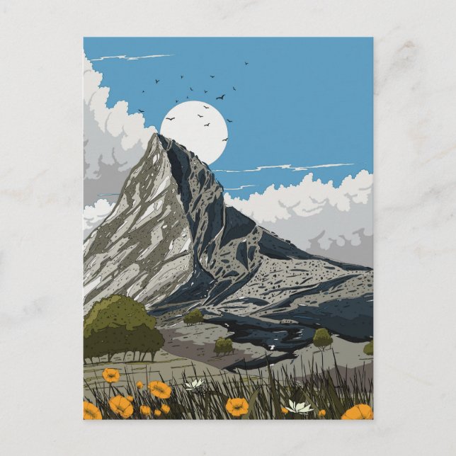 Postal Pradera de flores silvestres de montaña (Anverso)