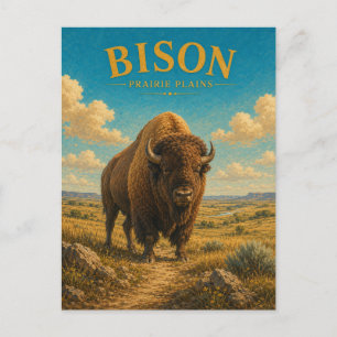 Postal Pradera de llanuras de bisontes Watercolor GeoSaga