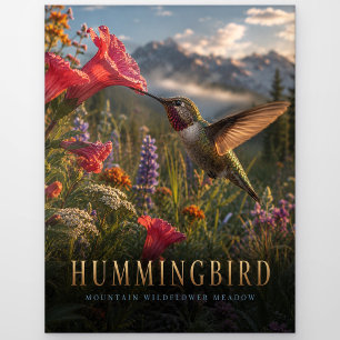 Postal Pradera de montaña de colibrí ANIMALES
