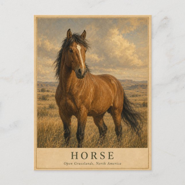 Postal Praderas Abiertas de Caballos VINTAGE (Anverso)