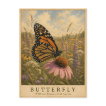 Praderas de flores silvestres con mariposas VINTAG