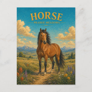 Postal Praderas de Horse Prairie Watercolor GeoSaga