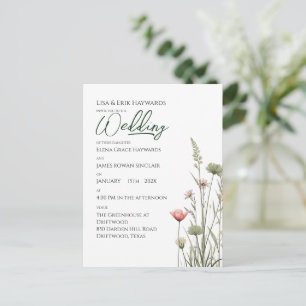 Postal Prado de Flores Silvestres Boda Minimalista Boho