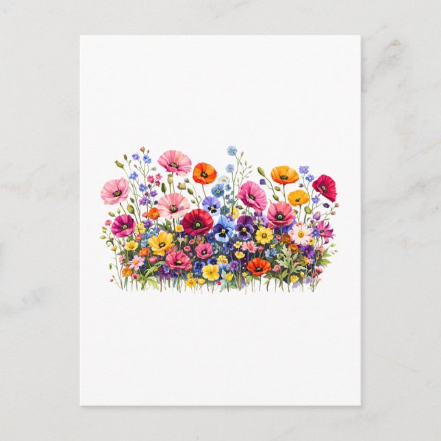 Postal Prado de flores silvestres con floraciones natural (Anverso)