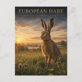 Postal Prado de liebre europea ANIMALES