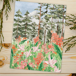 Postal Prado Floral de Flores Silvestres Acuarela