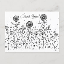 Prado Floral Dibujo Línea ¡Gracias!
