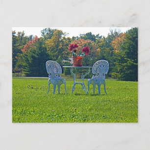 Postal Prado Romántico de Mesa de Jardín de Amor Flores