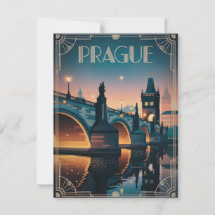 Postal Praga art deco vintage
