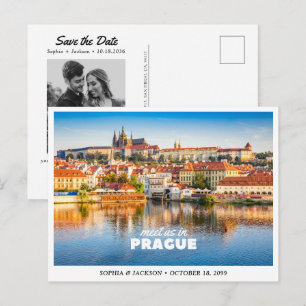 Postal Praga Boda Guardar la Fecha Viaje Retro