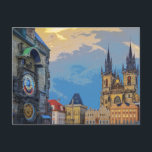 Postal Praga Ciudad Astronómica Clock Architecture<br><div class="desc">El Reloj Astronómico de Praga, también conocido como el Orloj, es un reloj astronómico medieval situado en la Plaza del Casco Antiguo de Praga, República Checa. El reloj se instaló por primera vez en 1410, convirtiéndolo en uno de los relojes astronómicos más antiguos del mundo que aún funciona. Consta de...</div>