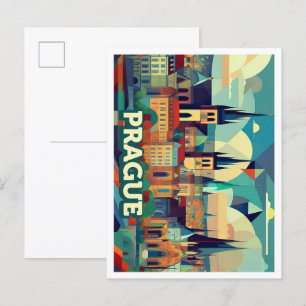 Postal Praga Colorido de viajes checos