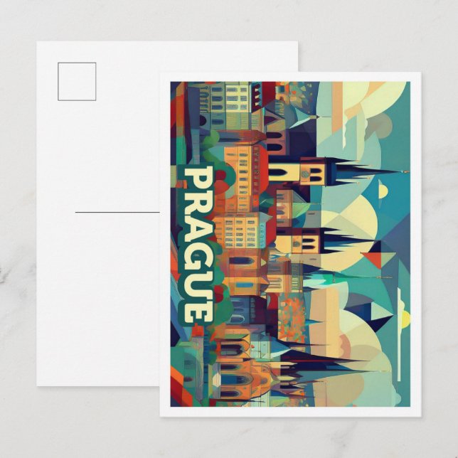 Postal Praga Colorido de viajes checos (Anverso / Reverso)