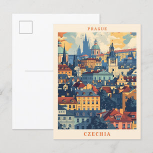 Postal Praga Czechia Elegant Art Vintage Travel