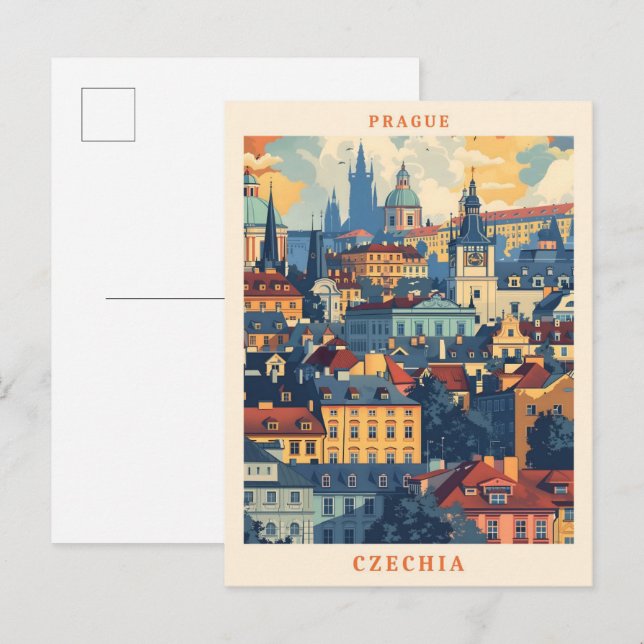 Postal Praga Czechia Elegant Art Vintage Travel (Anverso / Reverso)