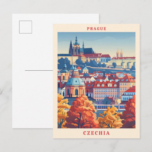 Postal Praga Czechia Elegant Art Vintage Travel (Anverso / Reverso)