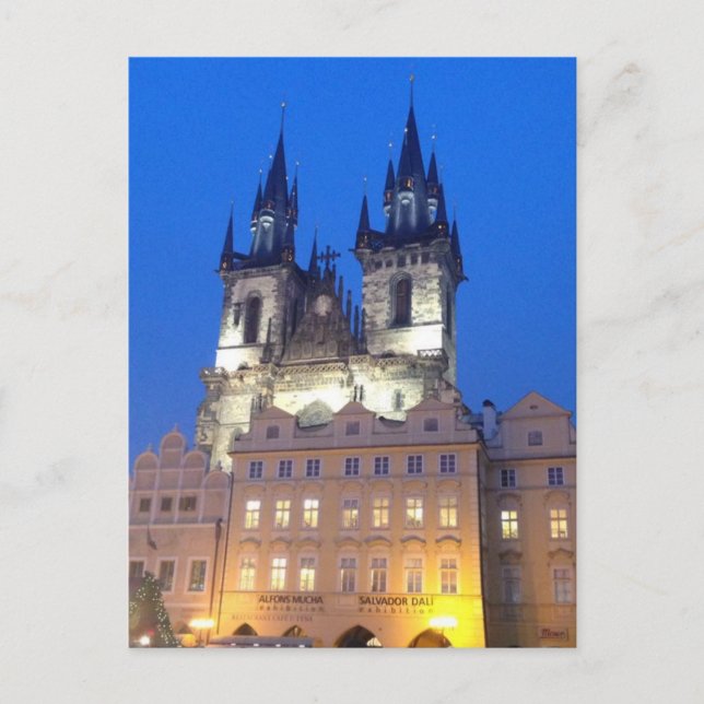 Postal Praga de noche (Anverso)