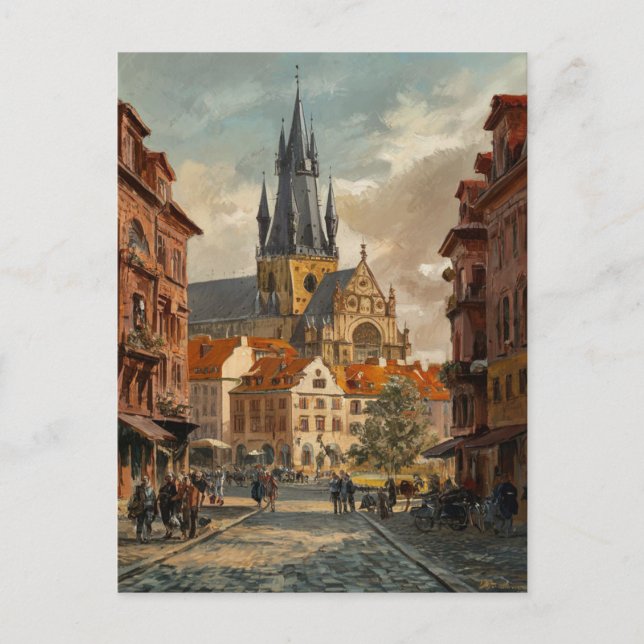 Postal Praga, Pintura de época de la República Checa (Anverso)