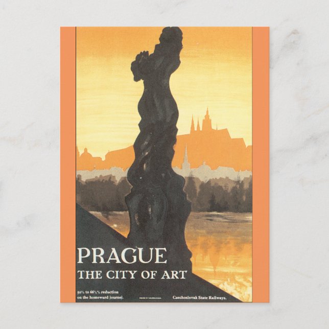 Postal Praga, Poster de Viajes de la Ciudad del Arte (Anverso)