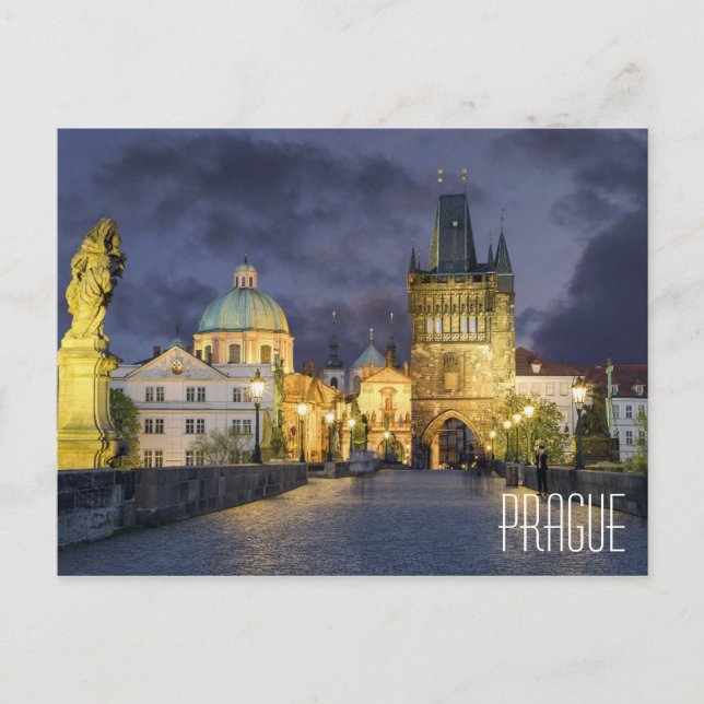 Postal PRAGA REPÚBLICA CHECA hermosa plaza del pueblo (Anverso)