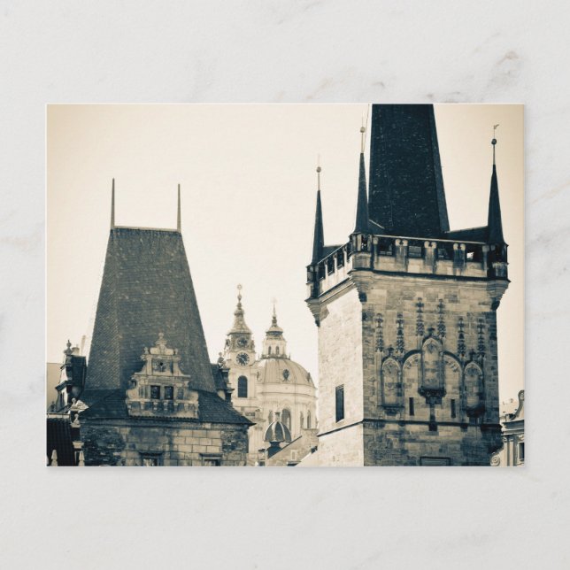 Postal Praga, República Checa - Puerta de la Torre del Pu (Anverso)