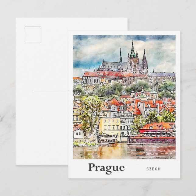 Postal Praga República Checa Traer la mano de un esbozo d (Anverso / Reverso)