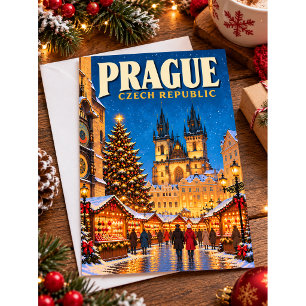 Postal Praga República Checa Viajes Navideños Vintage