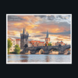 Postal praga vintage República Checa República República<br><div class="desc">vintage,  retro,  travel,  moderno,  acuarela,  praga,  República Checa,  République tchèque,  turismo, </div>