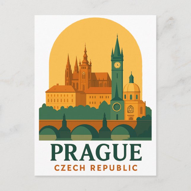 Postal Praga Vintage República Checa Viaje Retro  (Anverso)