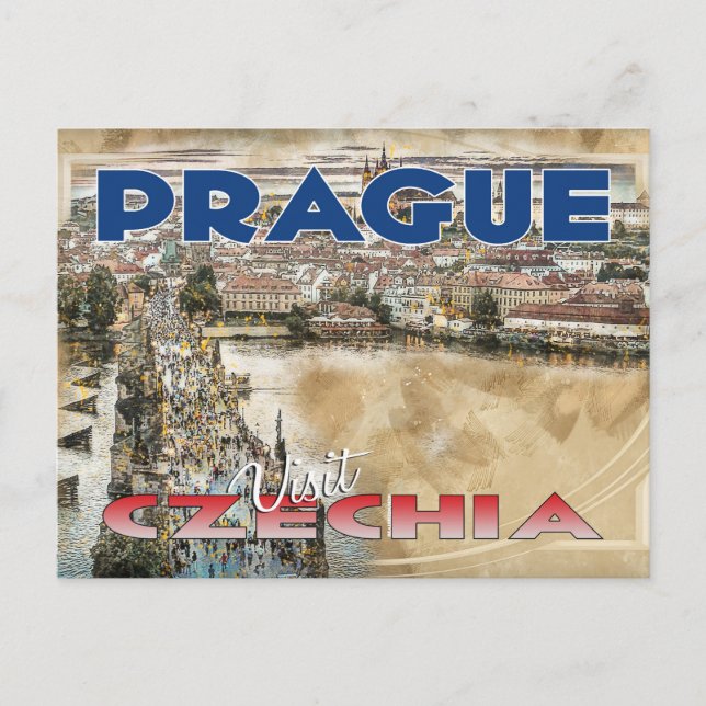 Postal Praga, Visita Checia... (Anverso)
