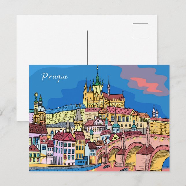 Postal Prague Castle Charles Bridge Czech Travel (Anverso / Reverso)