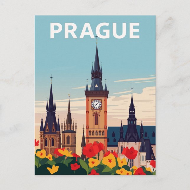 Postal Prague Old Town Square Travel Art (Anverso)
