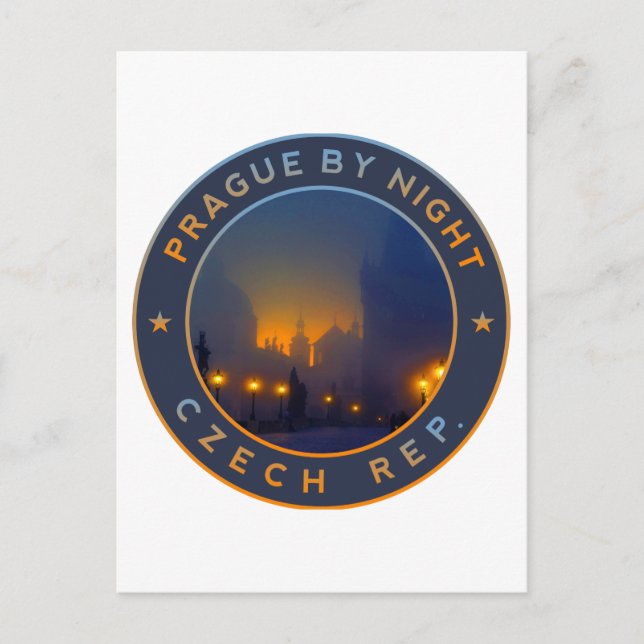 Postal Praha de noche (Anverso)