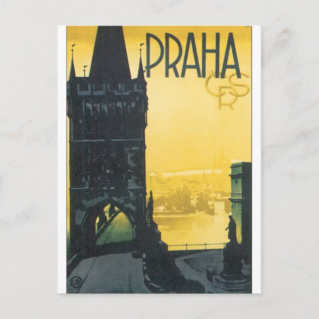 Postal Praha Vintage Travel Poster (Anverso)