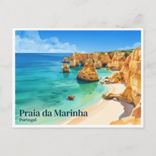 Postal Praia da Marinha Carvoeiro Portugal