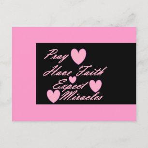Postal Pray Have Faith Esperan Milagros Corazones Postcar