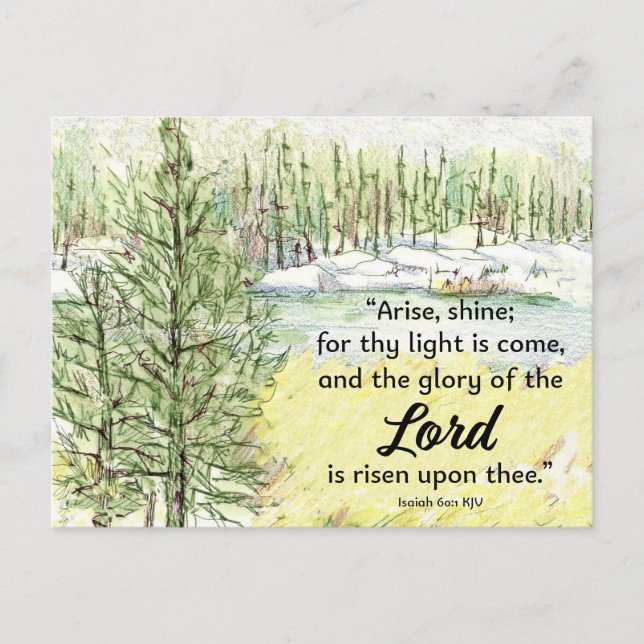 Postal Prayer Card Isaiah Scripture Mountain Lake (Anverso)