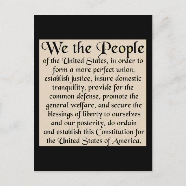 Postal Preámbulo de la Constitución de los Estados Unidos (Anverso)