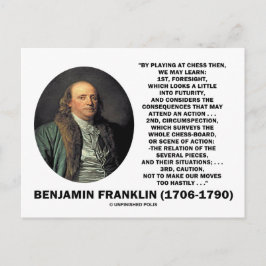 Postal Precaución de ajedrez Benjamin Franklin Cita