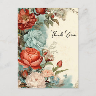 Postal Preciosas Rosas Florales Gracias