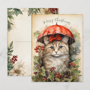 Postal Precioso gatito de Navidad