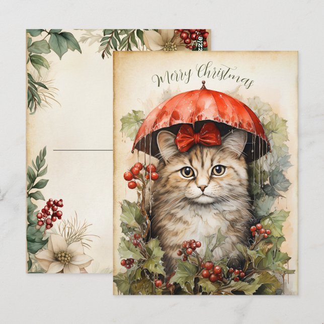 Postal Precioso gatito de Navidad  (Anverso / Reverso)