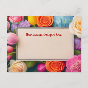 Postal Precioso marco floral personalizado de rosas tulip