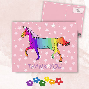 Postal Precioso Unicornio Estrellas Gracias